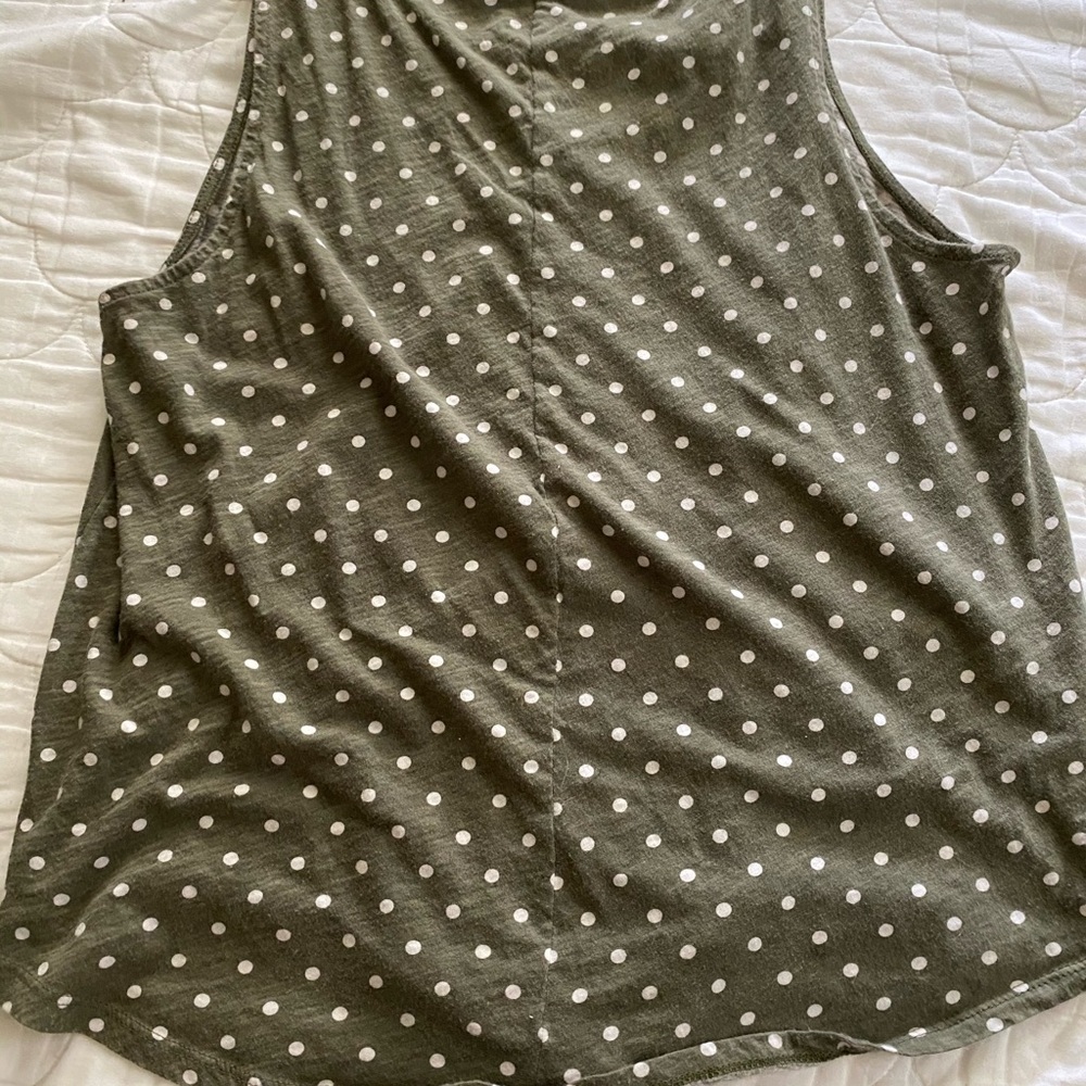 Green tie front tank top